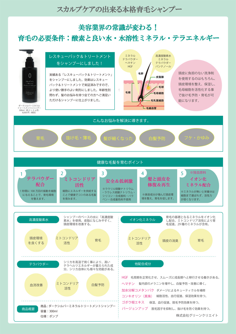ダークシルバー ミネラルトリートメントシャンプー スカルプケアの出来る本格育毛シャンプー